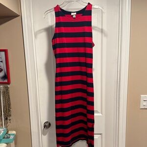 a new day Red and Navy Striped Tank Maxi Dress Size Medium